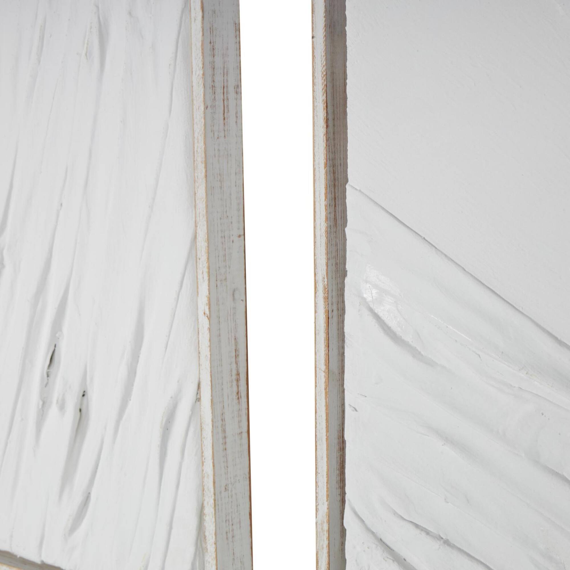 28" x 20" White Distressed Wood Abstract Wavy Wall Decor, Set of 2